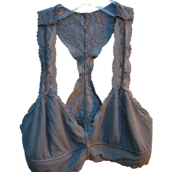 Intimately Free People Galloon Lace Racerback Bralette Floral Wireless V-neck L - Picture 9 of 14